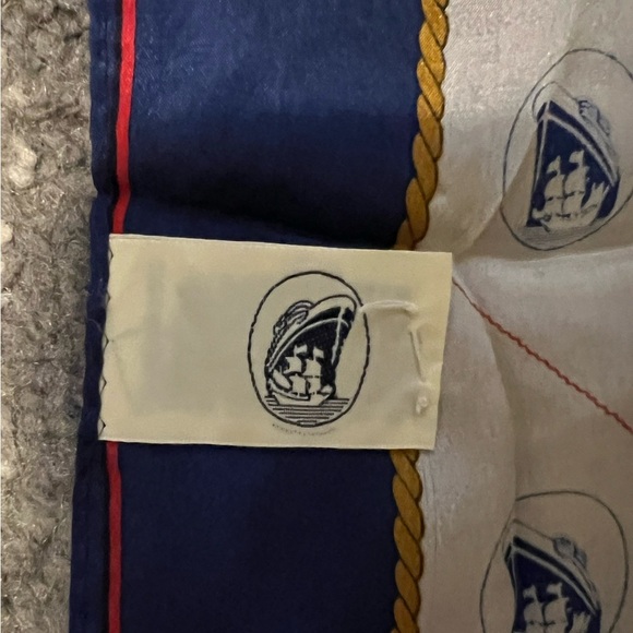 Holland America nautical 100% silk scarf Blue and White Patterned Scarf (D-308) - Picture 3 of 11